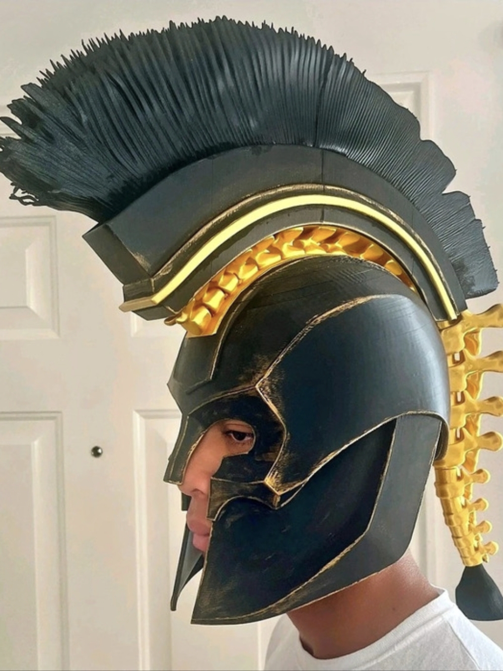The Odysssey Black & Gold Spartan Helmet Adult Size